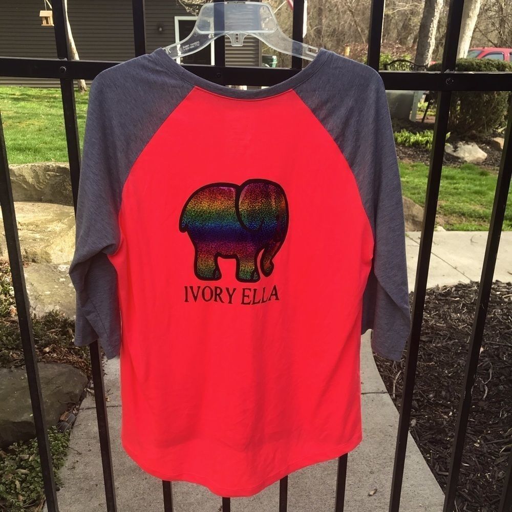 Ivory Ella rugby shirt in neon pink and grey NWOT